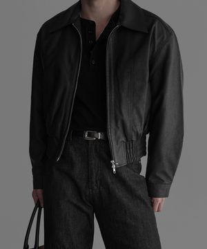 크롭 레더 자켓