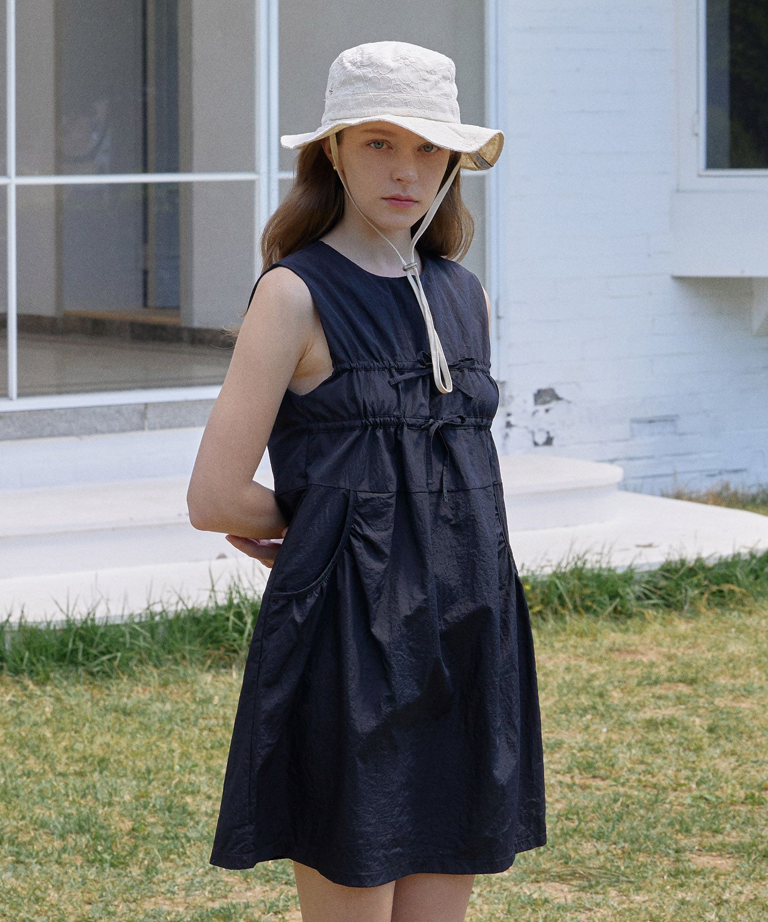 LETTER FROM MOON♥Double Ribbon Shirring Nylon Dress MUSINSA | LETTER FROM MOON Double ribbon shirring nylon