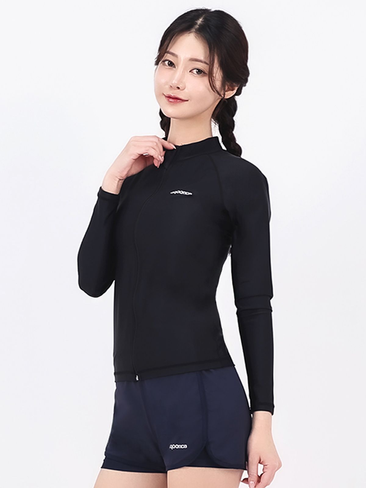 아쿠아티카(AQUATICA) 여성 래쉬가드집업 AQAWJP23006+레이어드 스윔 보드숏 NV세트