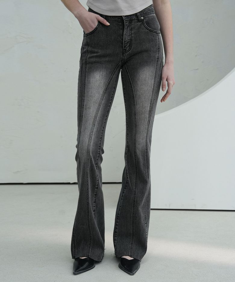 Slender Line Denim Pants GREY