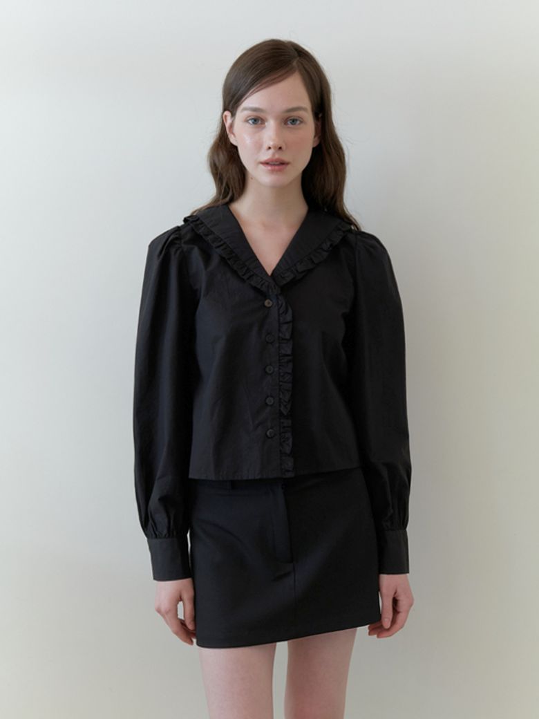 pring frill blouse - black