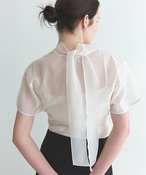 하프 소매 타이 블라우스 NEW6XBC01