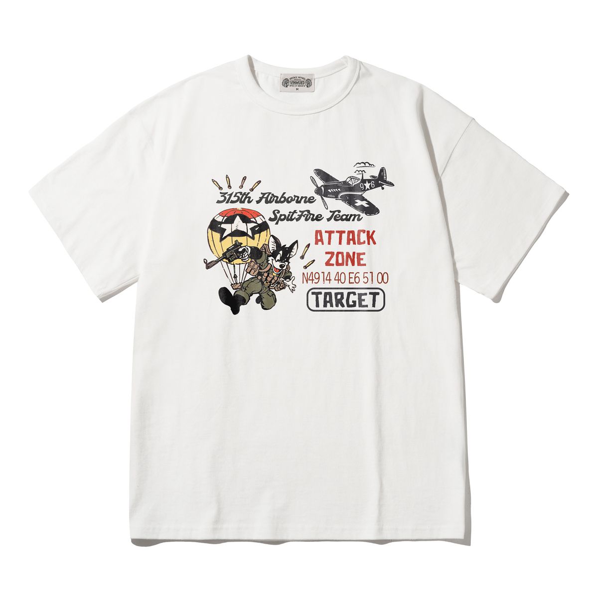 빈웨드(VINWUED) 315th Airborne SpitFire Team 아이보리 세미오버핏 티셔츠