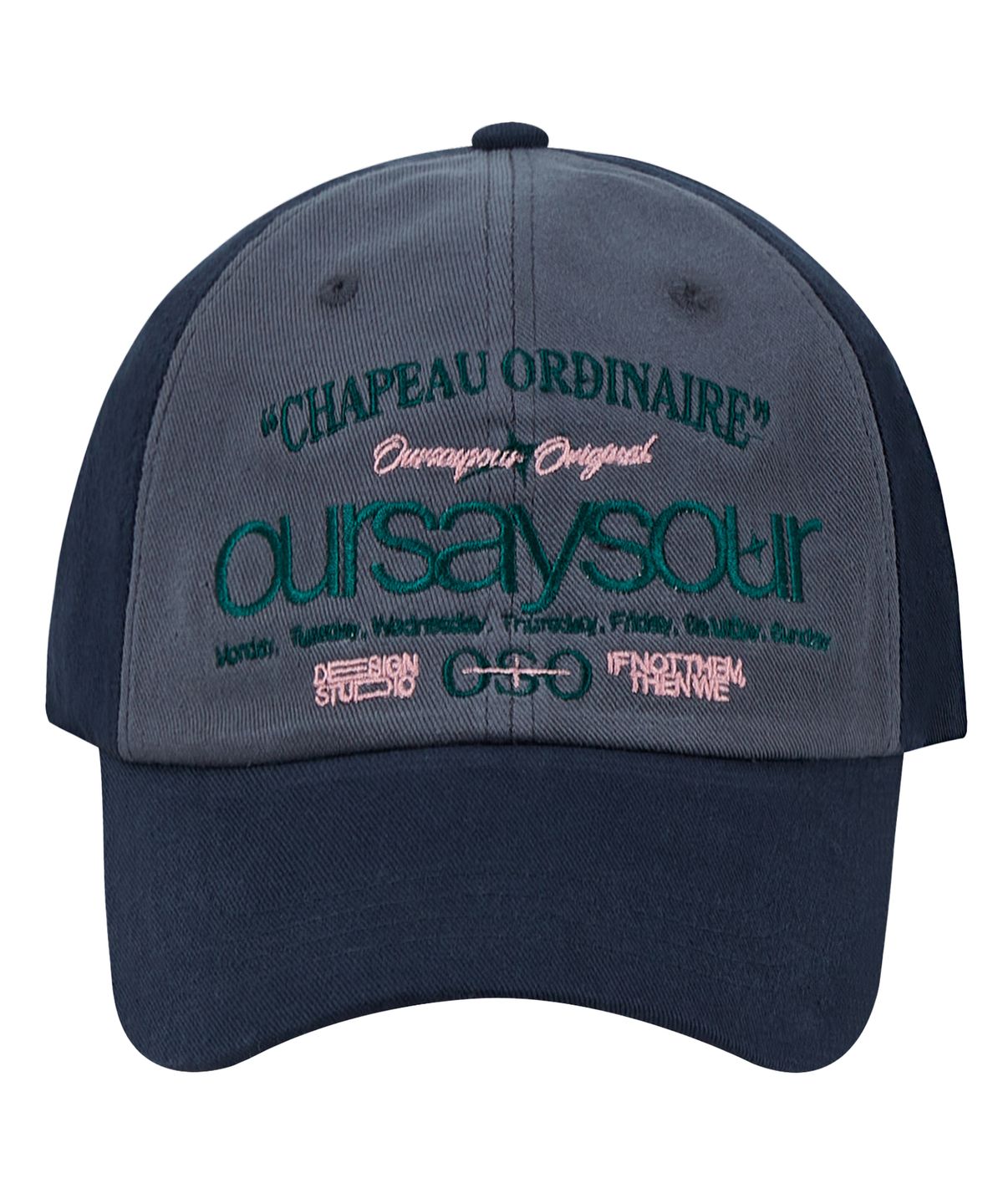 아워세이아워(OURSAYSOUR) 레터링 로고 볼캡 네이비/챠콜