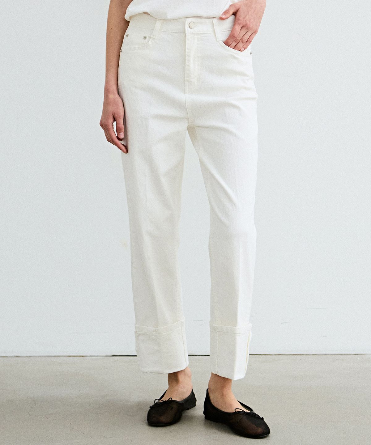 닉앤니콜(NICK&NICOLE) ROLL-UP DENIM COTTON PANTS_WHITE