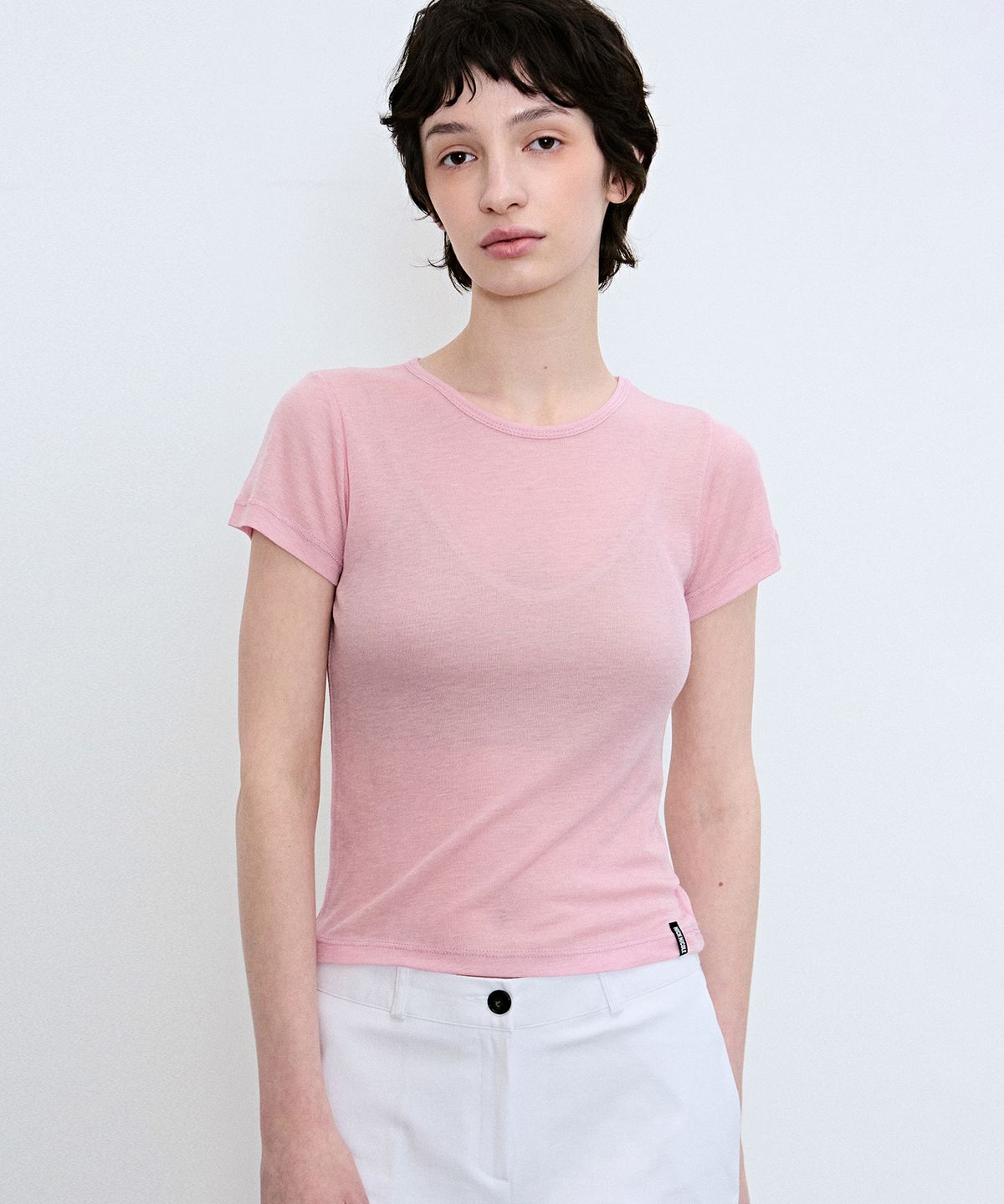 닉앤니콜(NICK&NICOLE) WOOL TENCEL HALF TEE_PINK