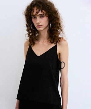 SHINING SATIN SLEEVELESS_BLACK