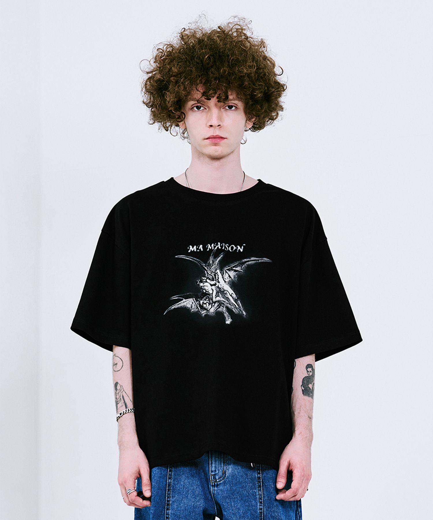 MUSINSA | LA MER MA MAISON Devil Graphic Short-sleeved T-shirt - Black