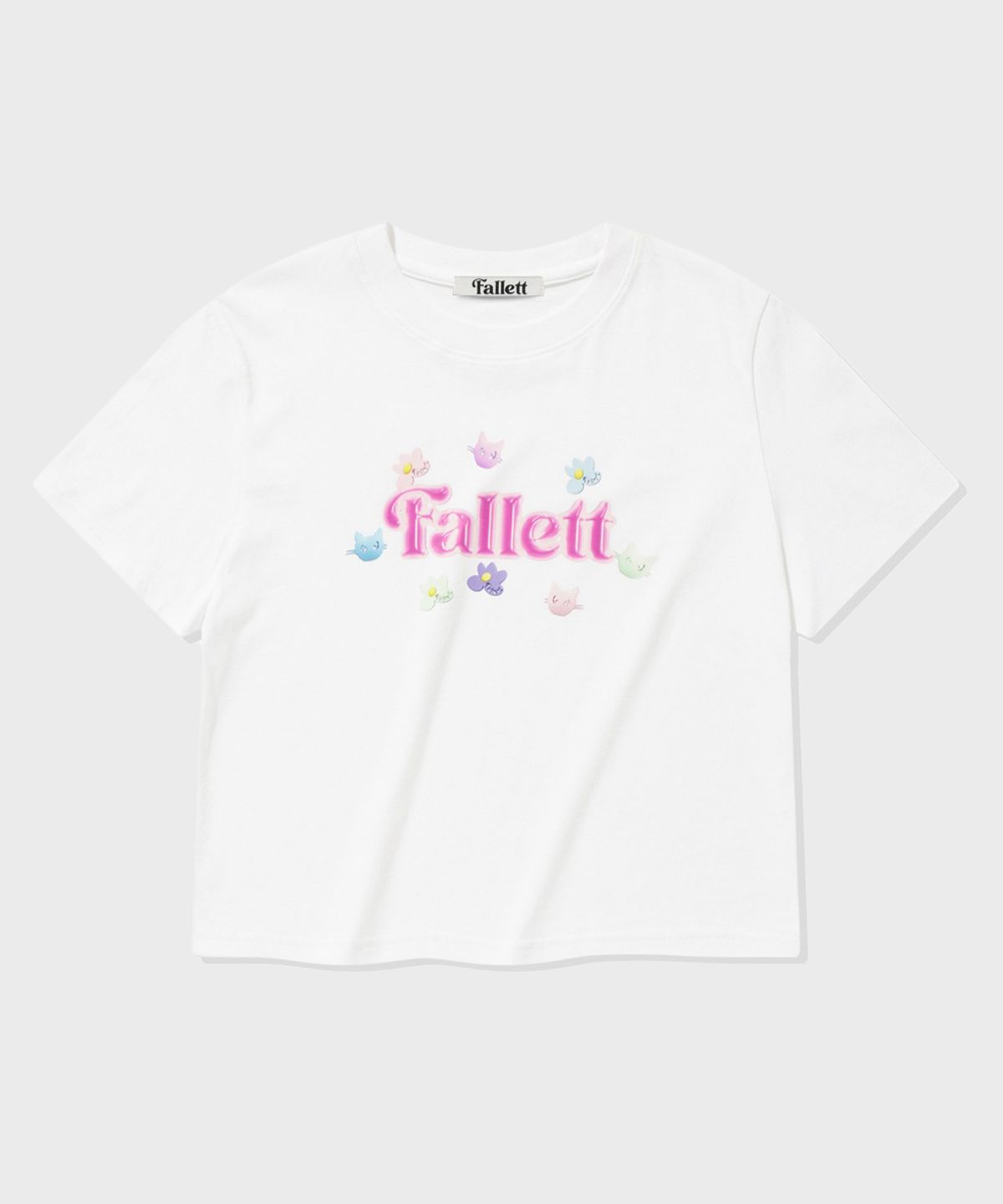 팔렛(FALLETT) [FALLETT X SUMOK] 스토리 로고 콜라주 반팔티 화이트