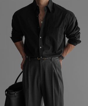 베이직 코튼 셔츠 [블랙]
