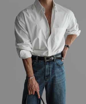 베이직 코튼 셔츠 [화이트]