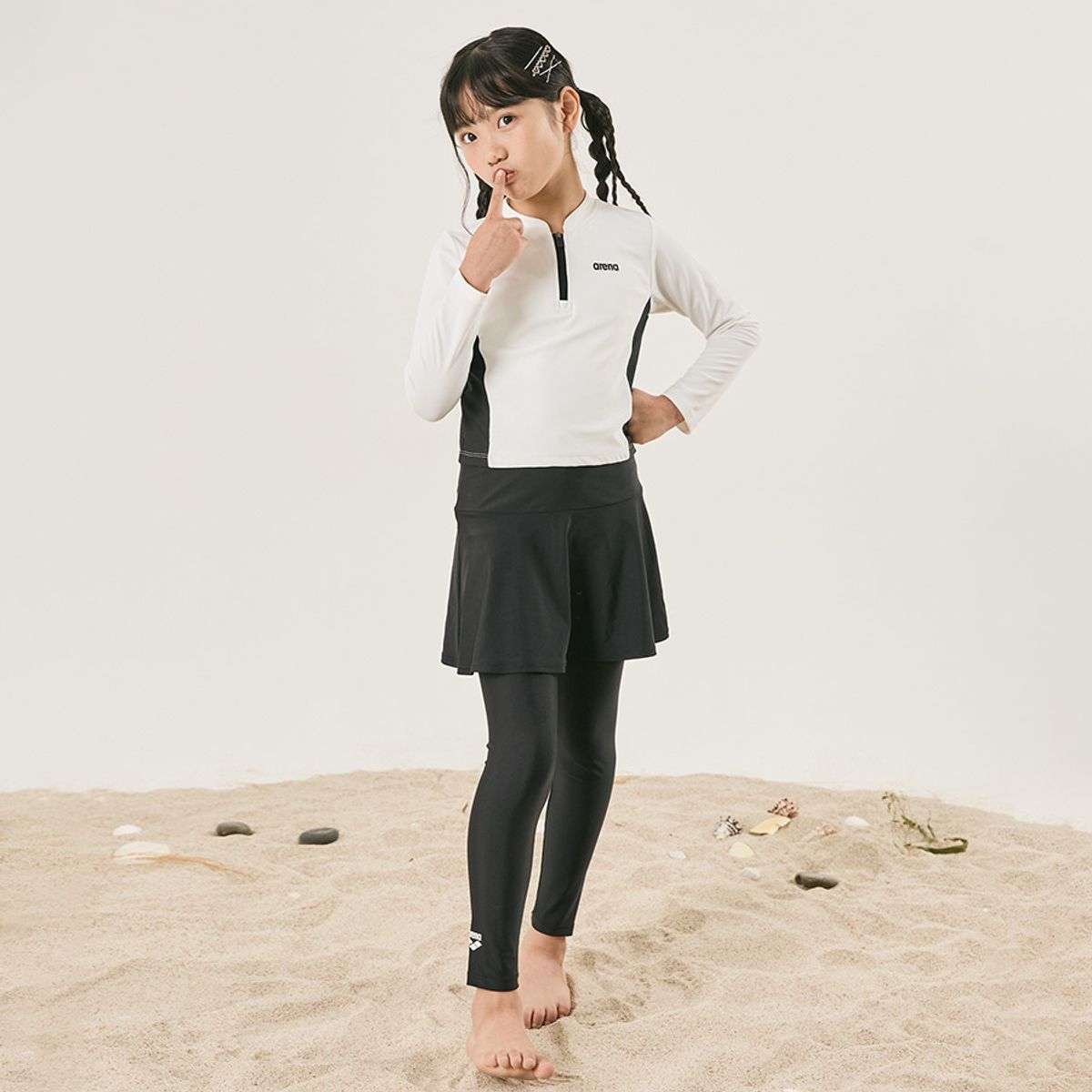아레나 키즈(ARENA KIDS) 레나 아동 레저 래쉬가드 세트 A4BG1GS01WHT