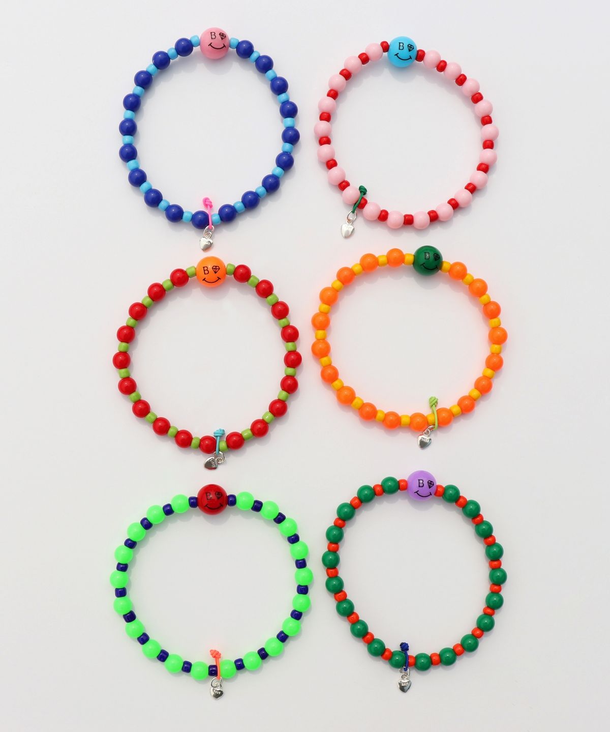 봉보(BONBEAU) Kitsch color face smile ball Bracelet 키치 컬러 스마일 참 아크릴 볼 비즈 팔찌
