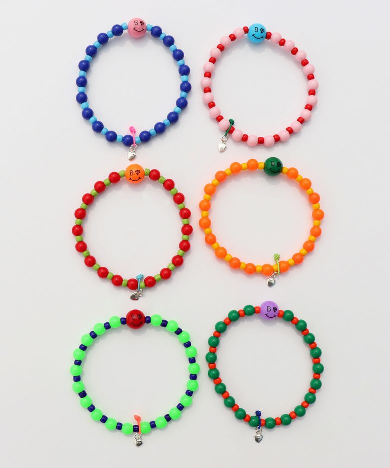 Kitsch color face smile ball Bracelet 키치 컬러 스마일 참 아크릴 볼 비즈 팔찌