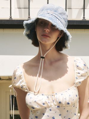 데님 블리칭 사파리 햇 (블루 데님)