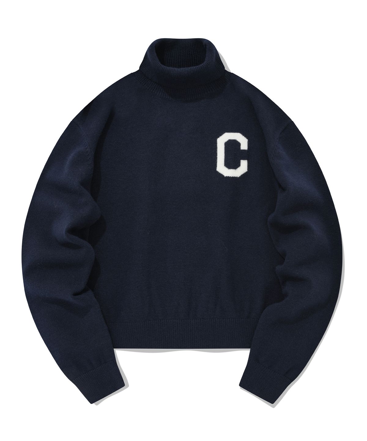 커버낫 우먼(COVERNAT WOMAN) 우먼 크롭 C 로고 터틀넥 니트 Navy