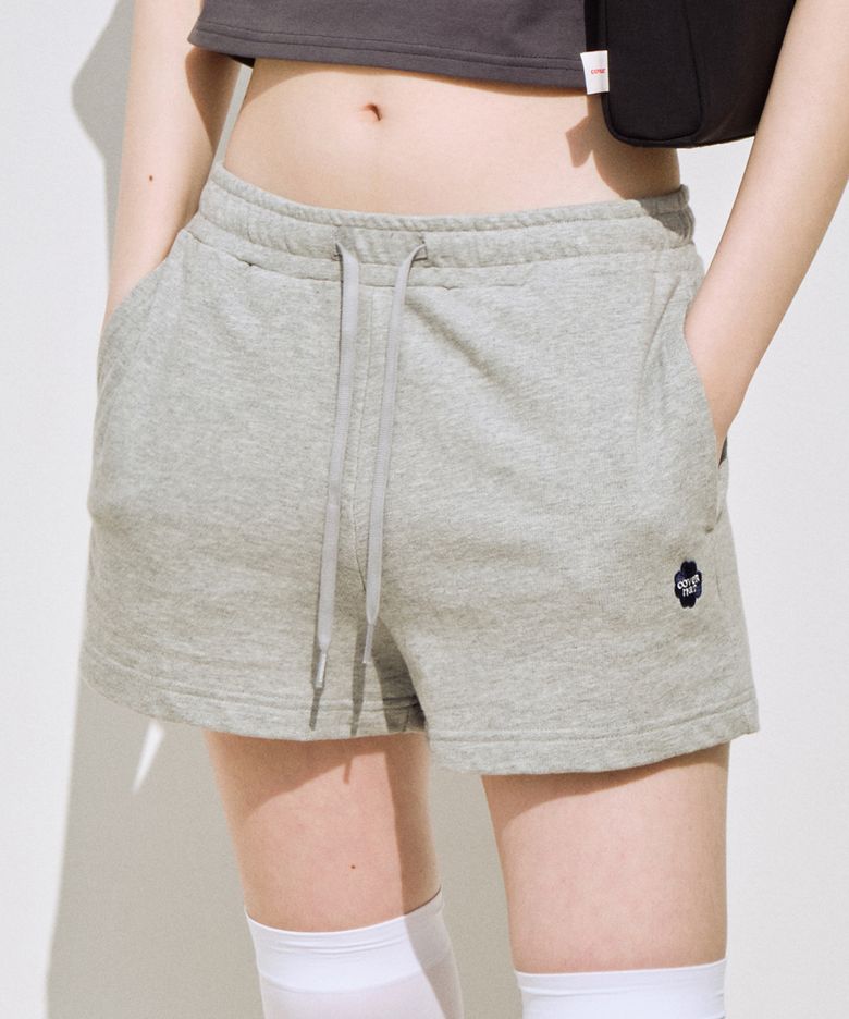 우먼 클로버하트 스웻 쇼츠 Melange Gray