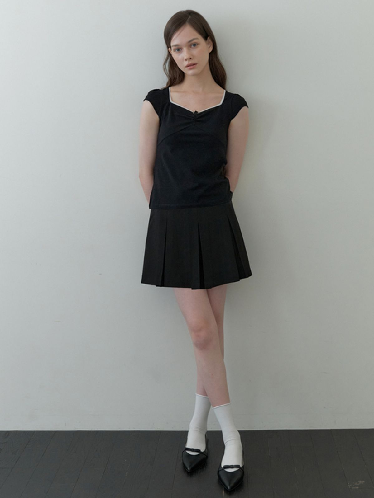 카인더베이비(KINDABABY) classic pleats skirt - black