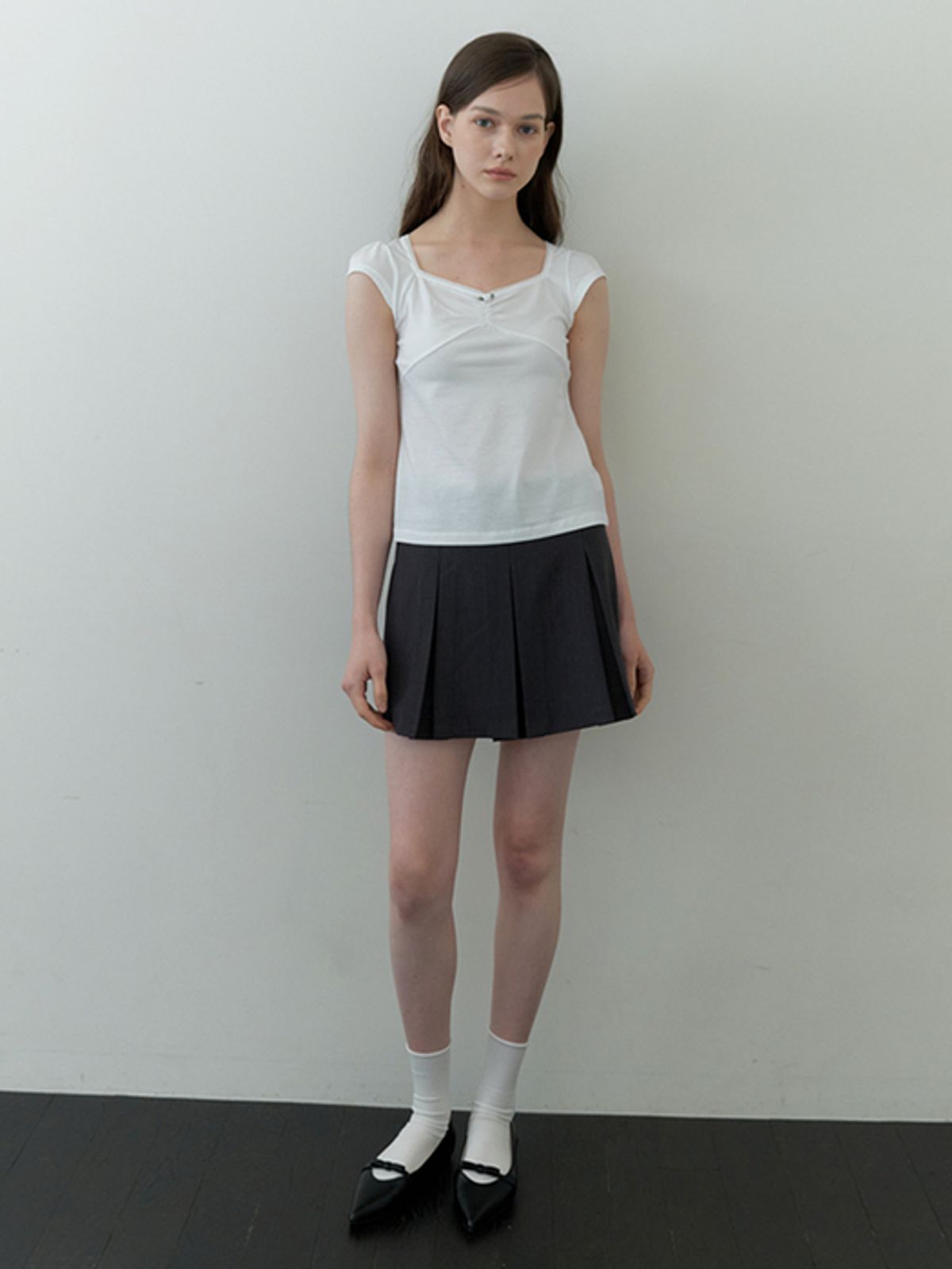 카인더베이비(KINDABABY) classic pleats skirt - dark gray