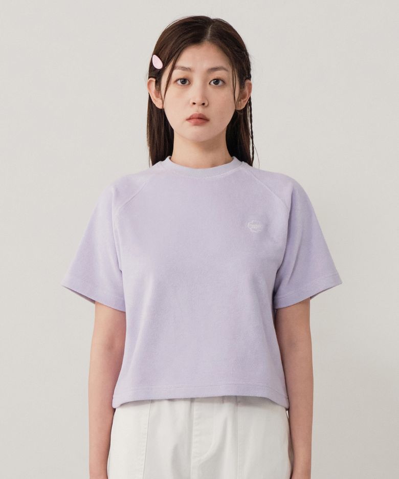 우먼 크롭 레글런 테리 하프 맨투맨 Lavender