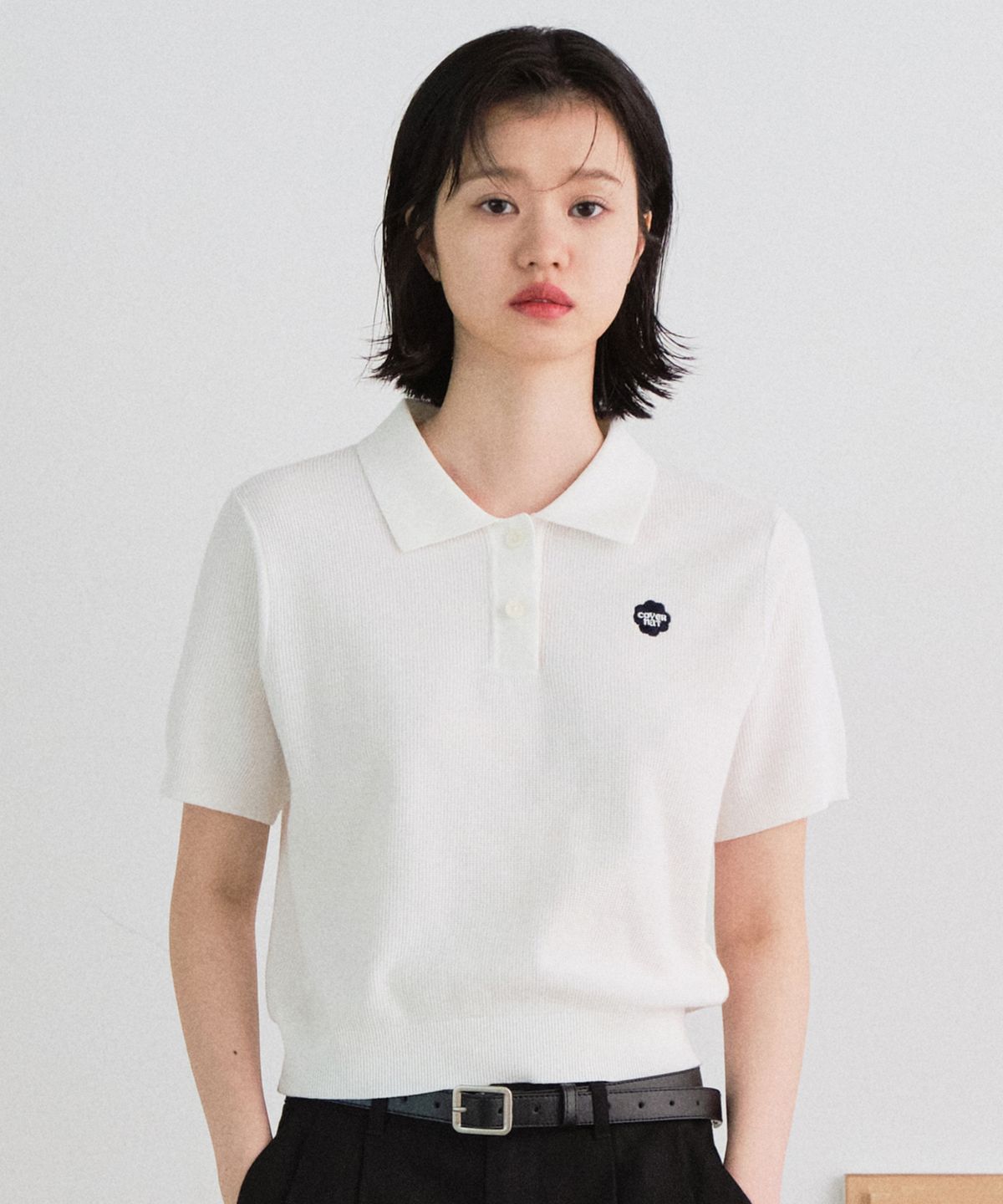 커버낫 우먼(COVERNAT WOMAN) 우먼 카라 하프 니트 Ivory