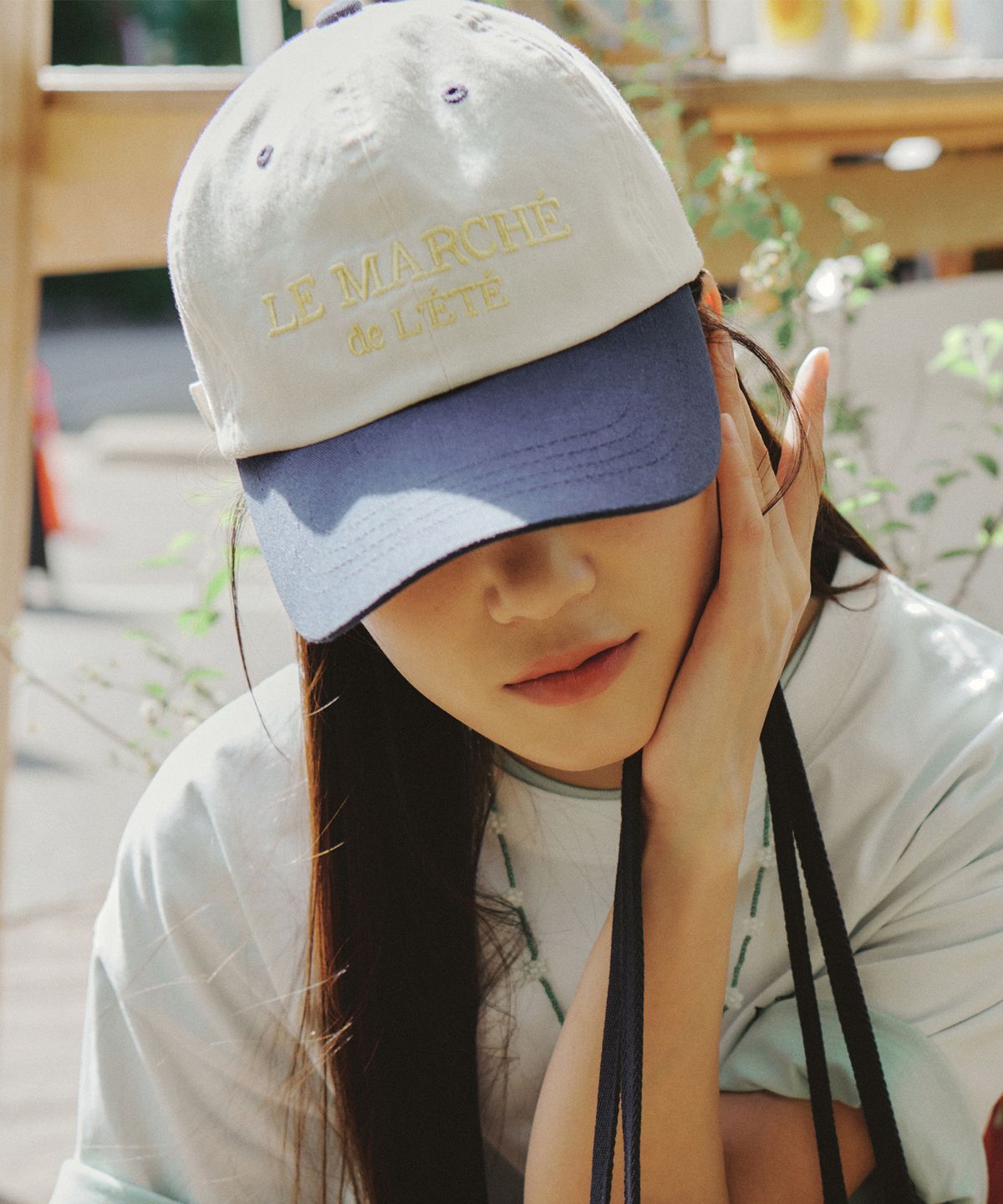 커버낫 우먼(COVERNAT WOMAN) COVERNAT X BOMARKET 컬러블럭 볼캡 Navy