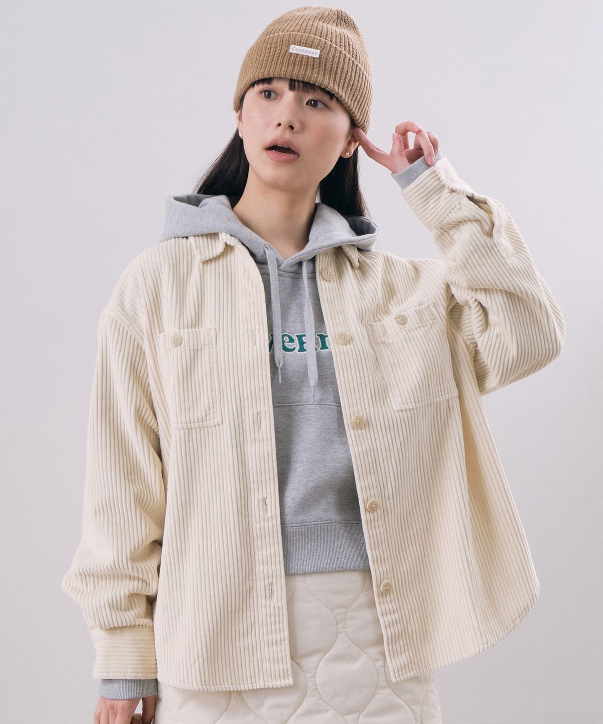 커버낫 우먼(COVERNAT WOMAN) 우먼 코듀로이 셔츠 Ivory
