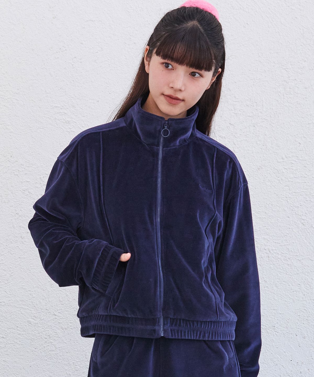 커버낫 우먼(COVERNAT WOMAN) 우먼 벨로아 집업 자켓 Navy