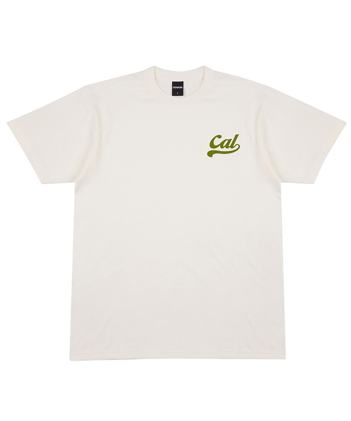 크림소다랩(CREAM SODA LAB) 캘리 로고 아이보리 그린 반팔티