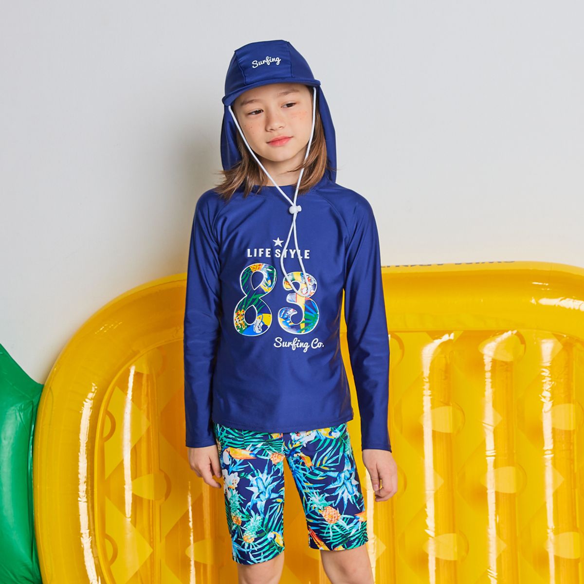 아이스샌드(ICESAND) 키즈 아동  주니어래쉬가드 플랩캡세트ㅍ BR-8815