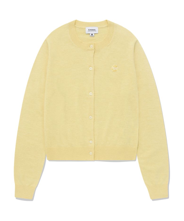 우먼 클로버하트 니트 가디건 Yellow