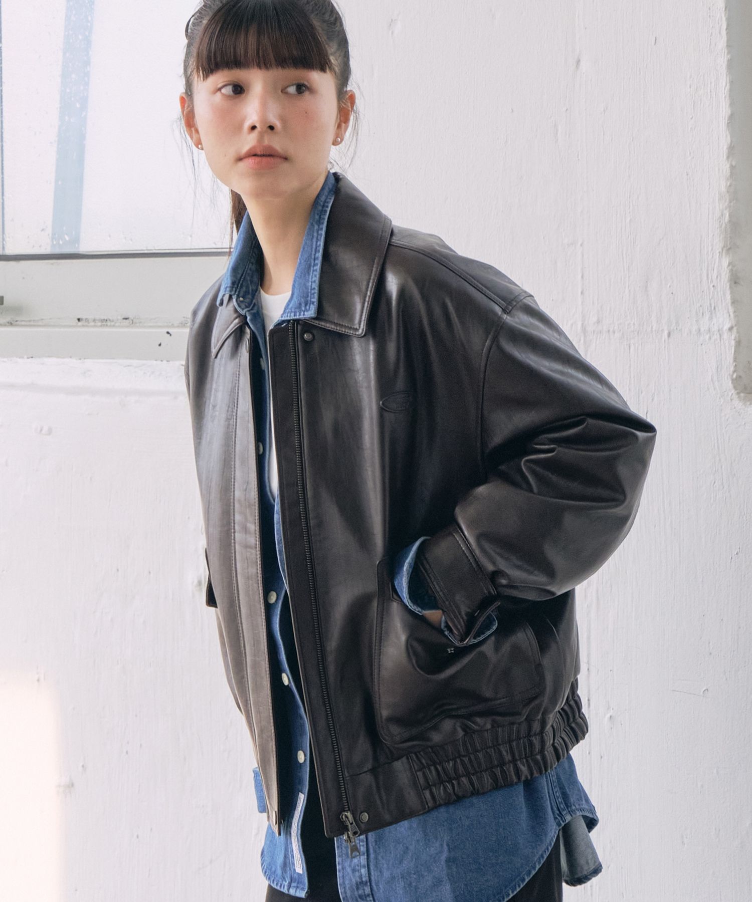 レザージャケット・コート COVERNAT Women's Leather Bomber Jacket Brown CO2303JK62BR MUSINSA | COVERNAT WOMAN Women's Leather Bomber Jacket Brown