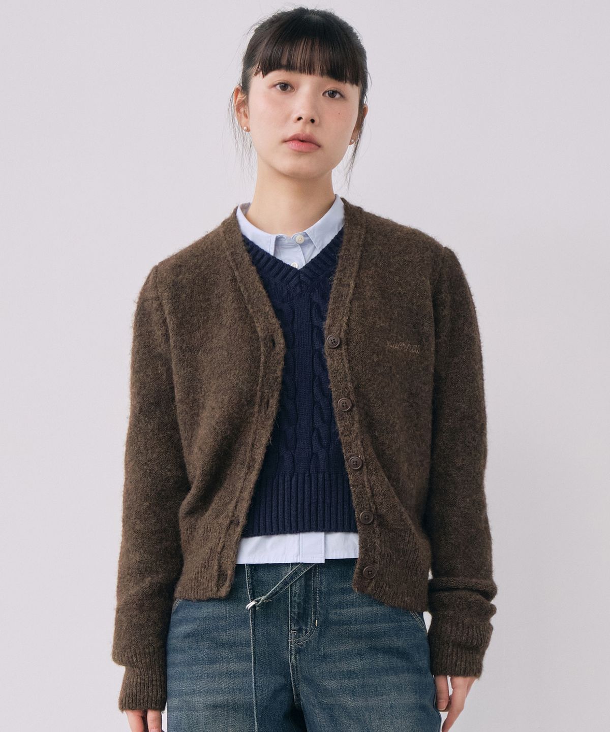 커버낫 우먼(COVERNAT WOMAN) 우먼 헤어리 가디건 Brown