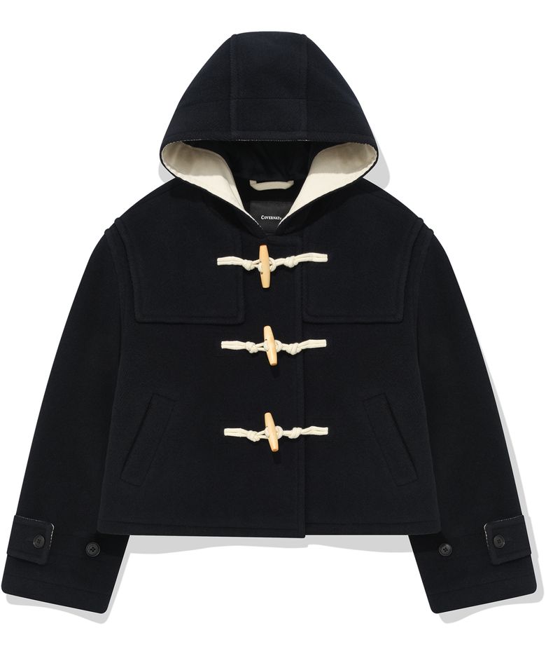 우먼 숏 더플 코트 Navy
