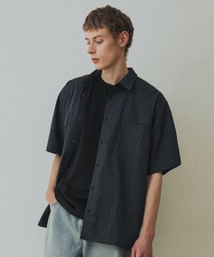 체크 박시 하프 스트릿 셔츠 [그린]