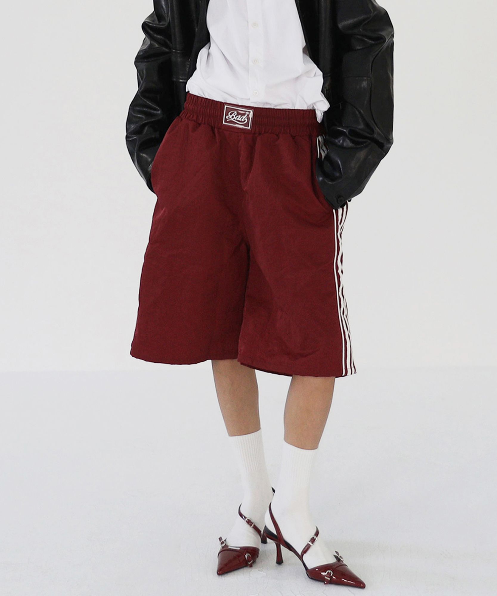 MUSINSA | BADBLOOD Billy Track Bermuda Pants - Red