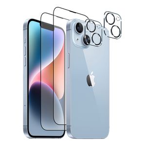 아이폰14 9H 지문인식 풀커버 액정보호필름 2매 + 카메라 렌즈 보호필름 2매