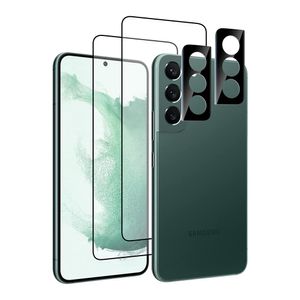 갤럭시S22 9H 지문인식 풀커버 액정보호필름 2매 + 카메라 렌즈 보호필름 2매