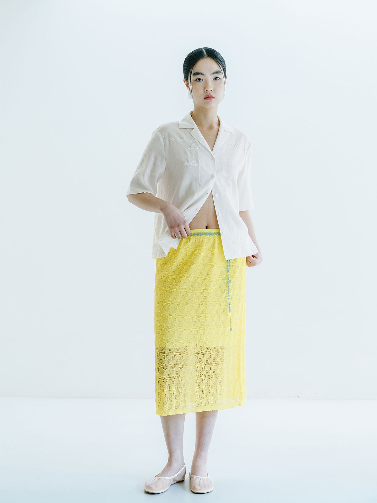 리플레인(REPLAIN) VISCOSE BLENDED LACE LAYERED SKIRT