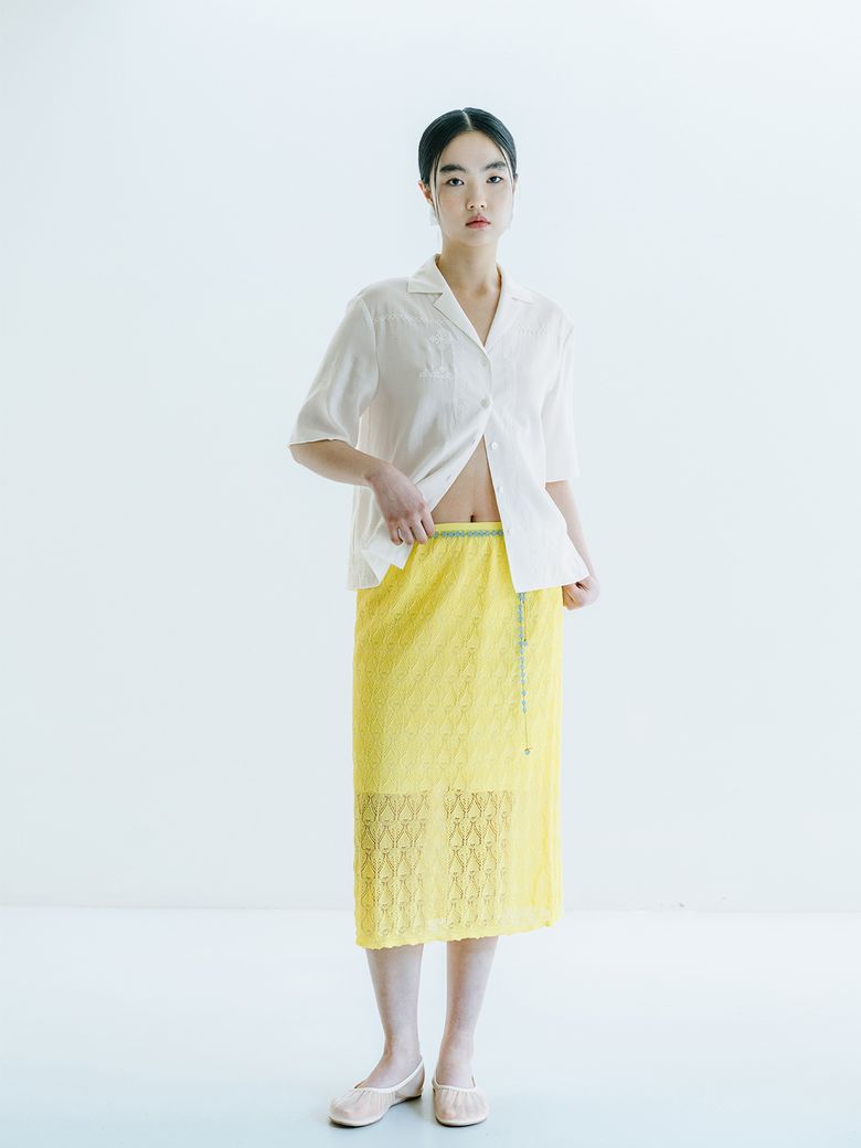 VISCOSE BLENDED LACE LAYERED SKIRT