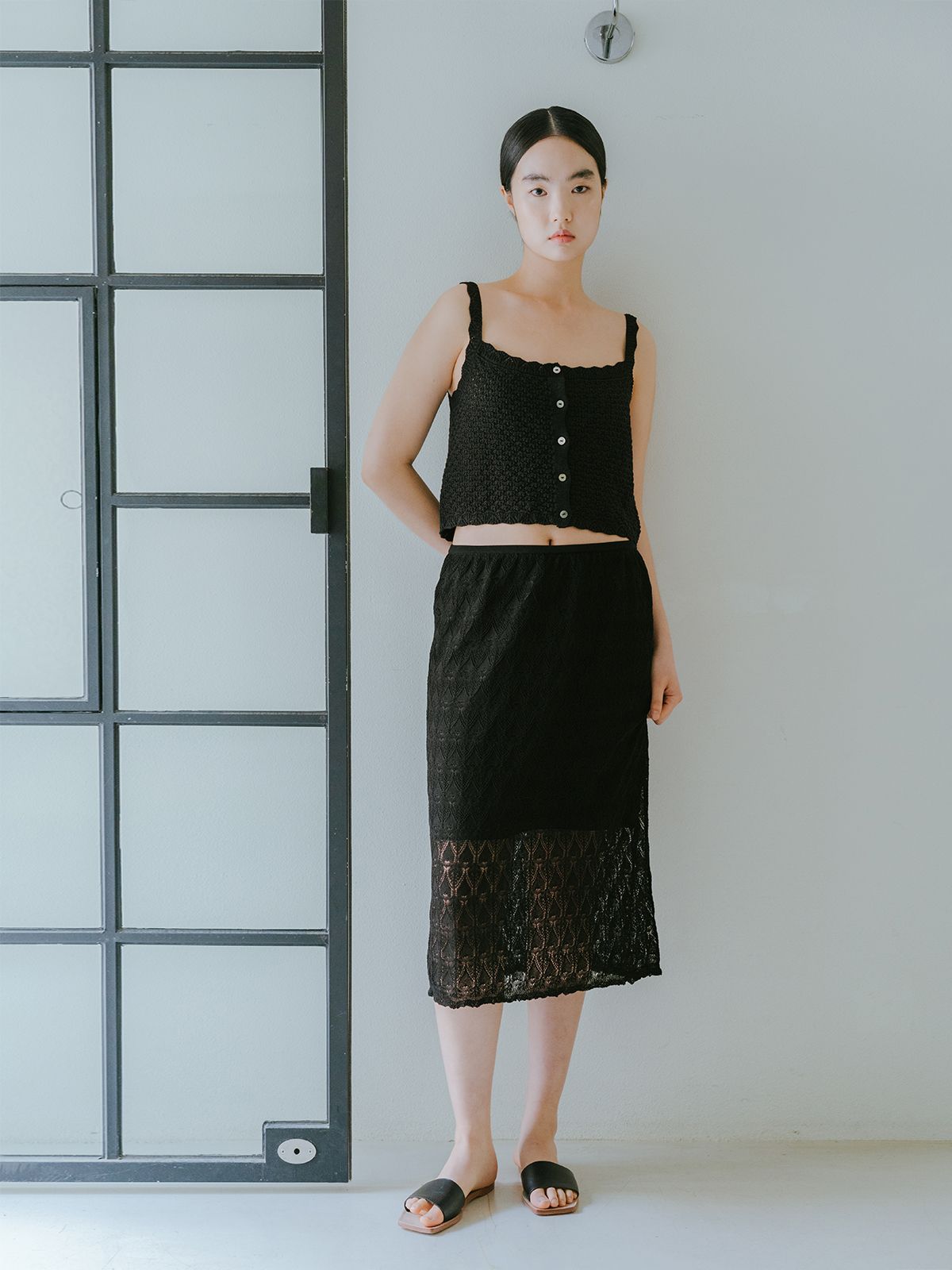 리플레인(REPLAIN) VISCOSE BLENDED LACE LAYERED SKIRT