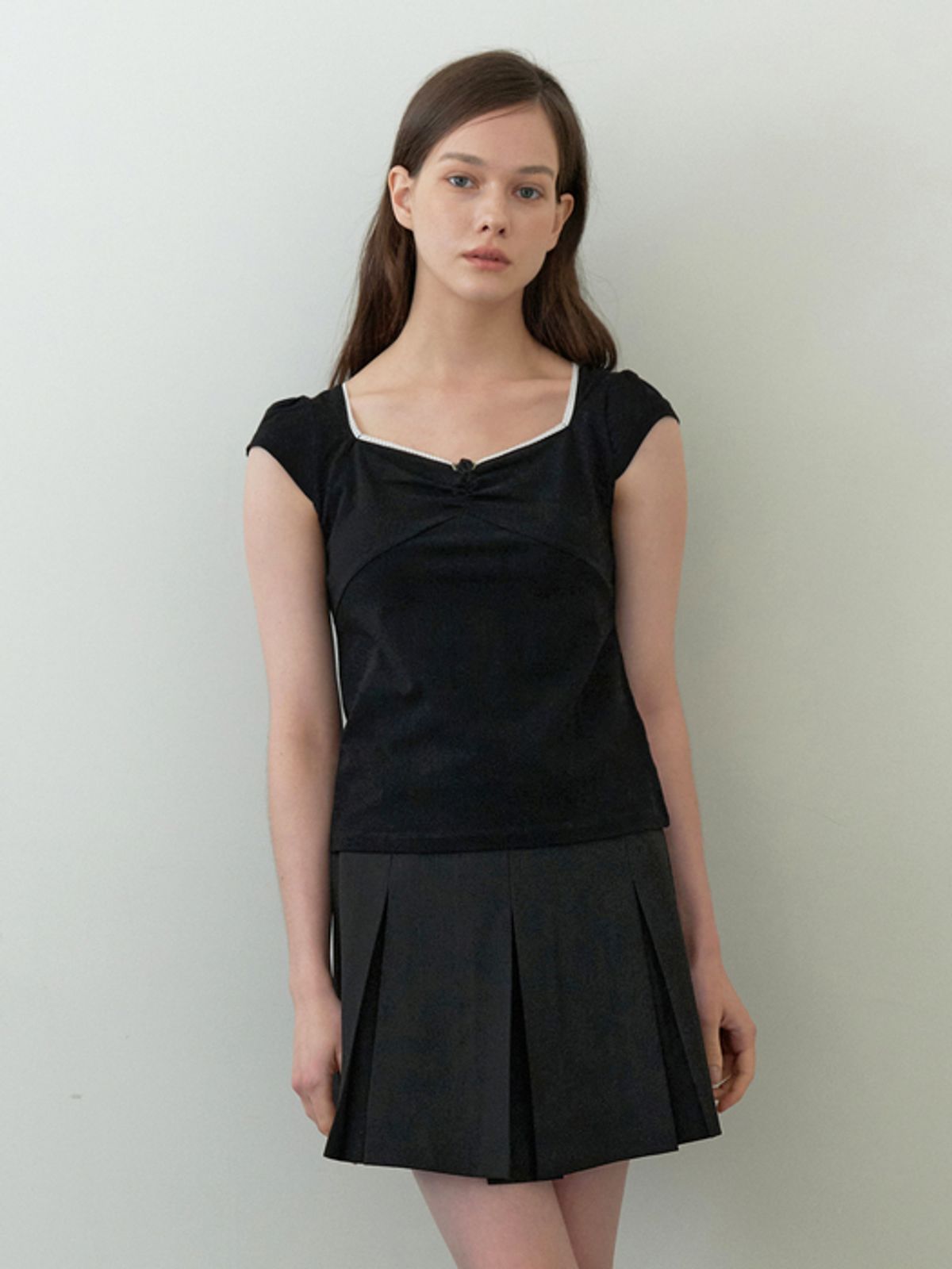 카인더베이비(KINDABABY) rosy shirring top - black