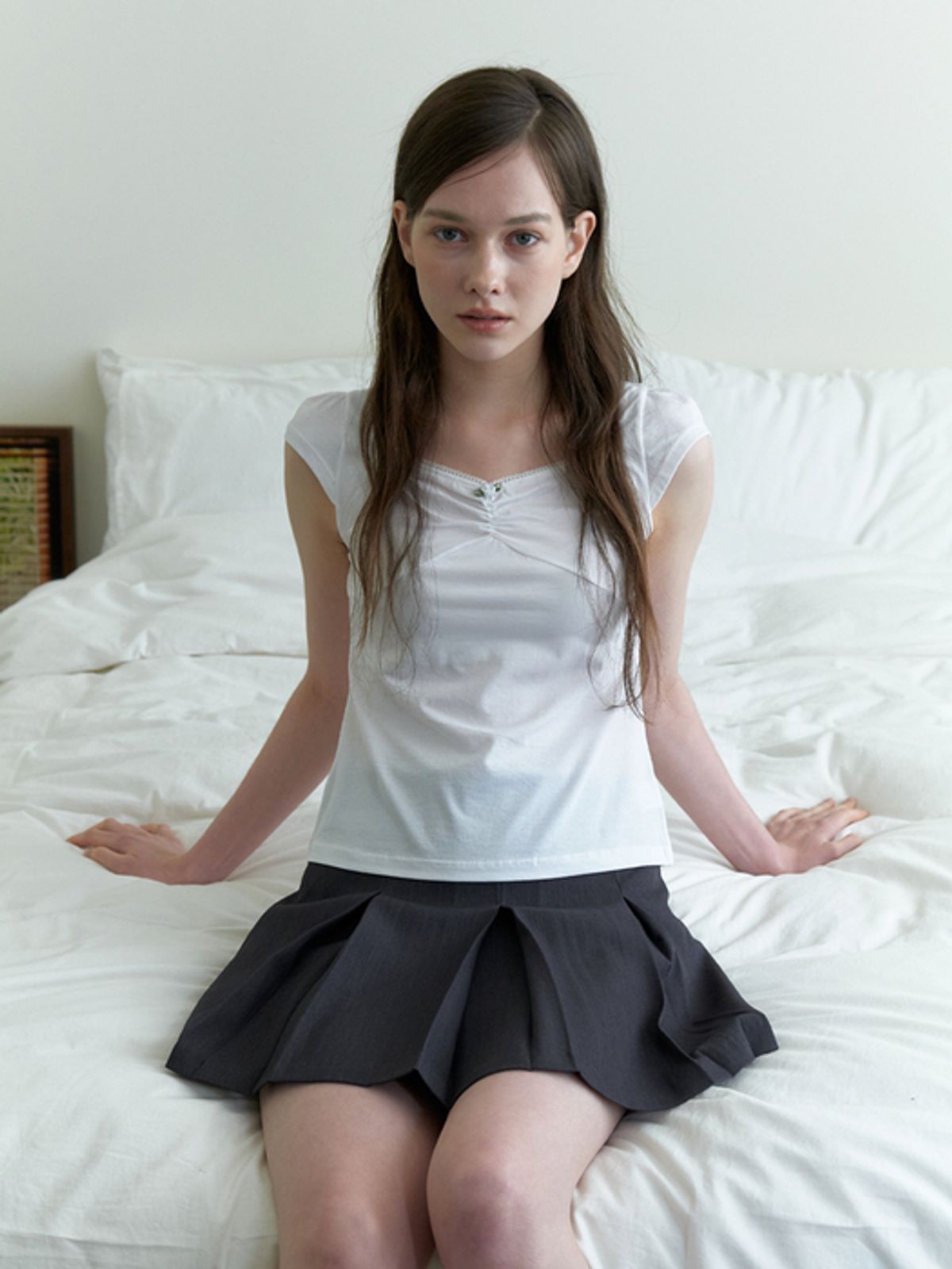 카인더베이비(KINDABABY) rosy shirring top - white