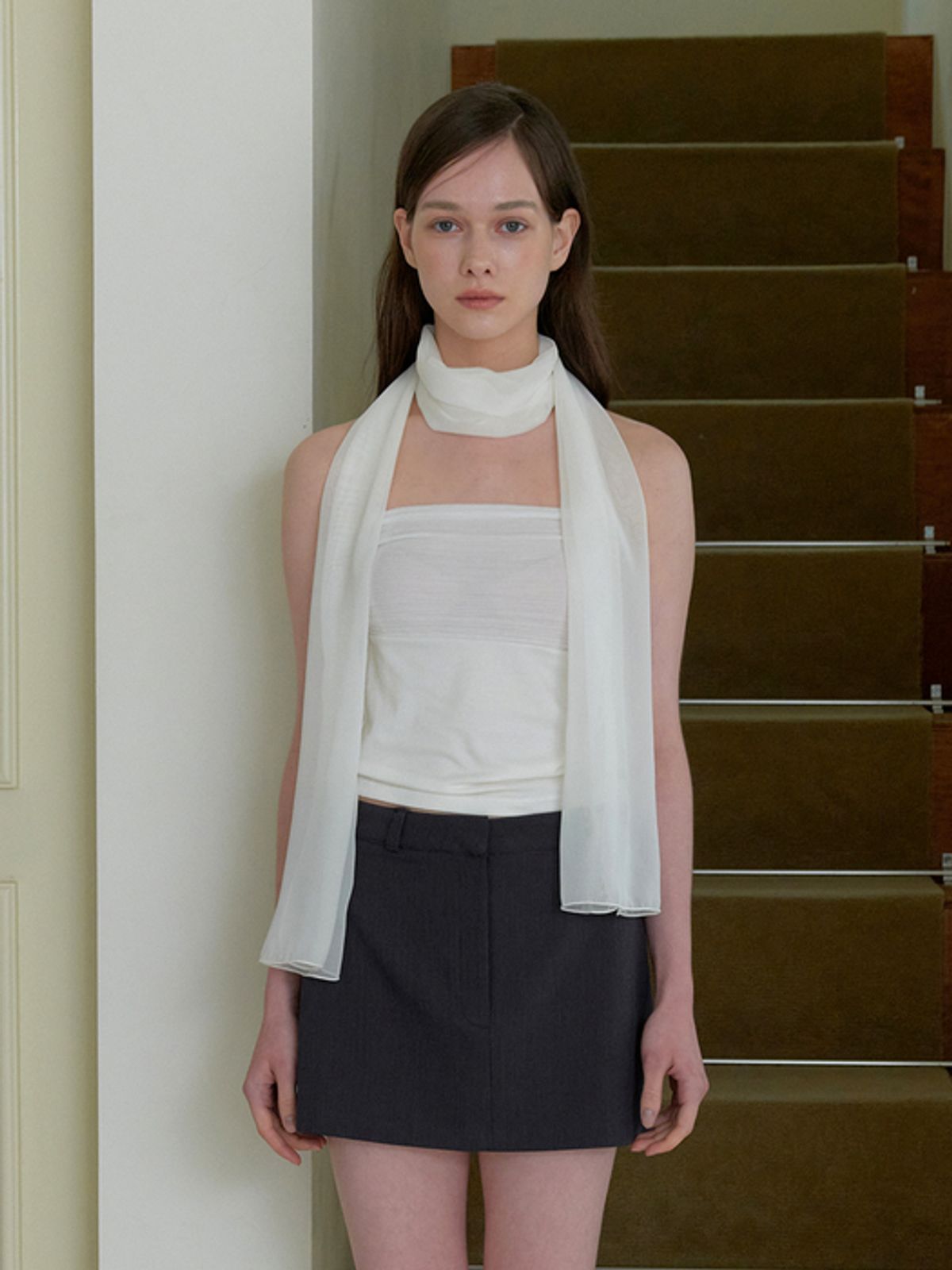 카인더베이비(KINDABABY) [SET] scarf & shirring top - cream
