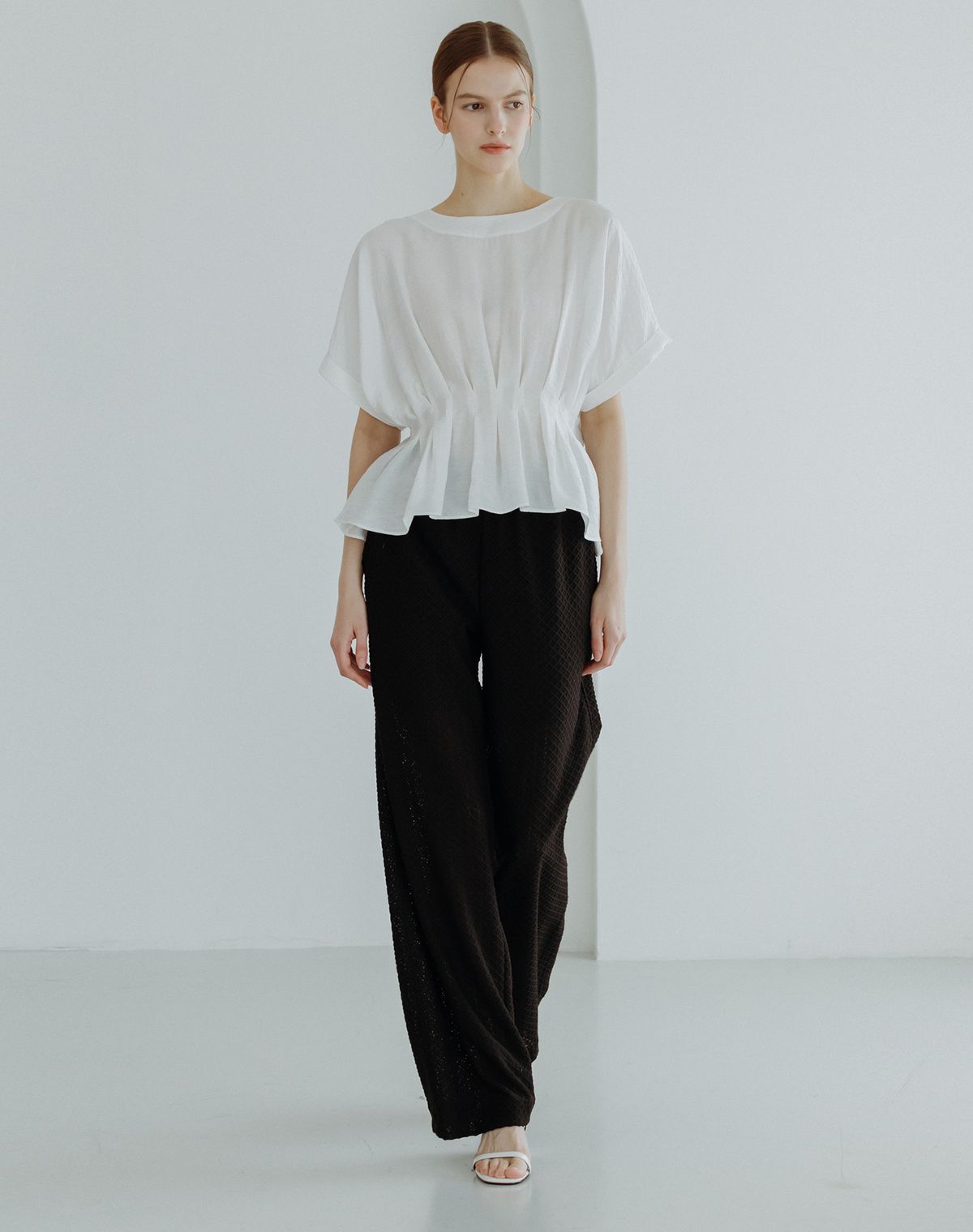 지에마르(GIEMAR) 레이스 밴딩 팬츠 블랙  LACE BANDING PANTS BLACK