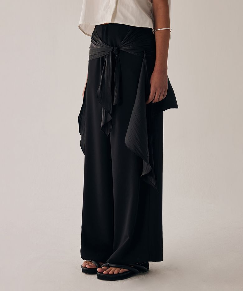 Scarf Wrapped Pants [ Black ]