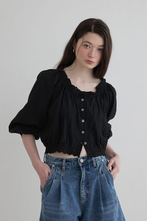 MARIE FRILL BLOUSE(BK)