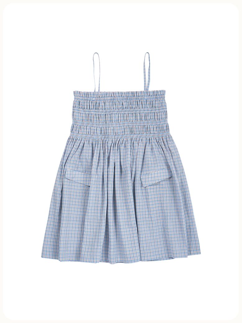 HS Two Poket Mini Dress_Blue Check