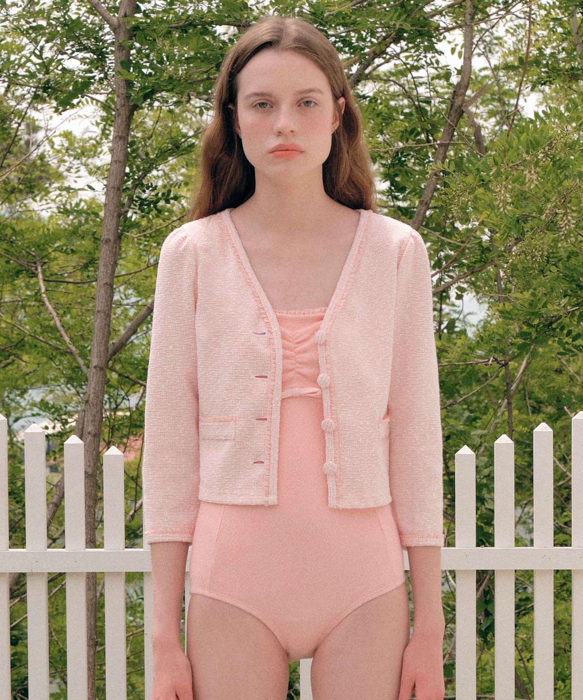 로라로라(ROLAROLA) SHIRRING BEACH CARDIGAN PINK