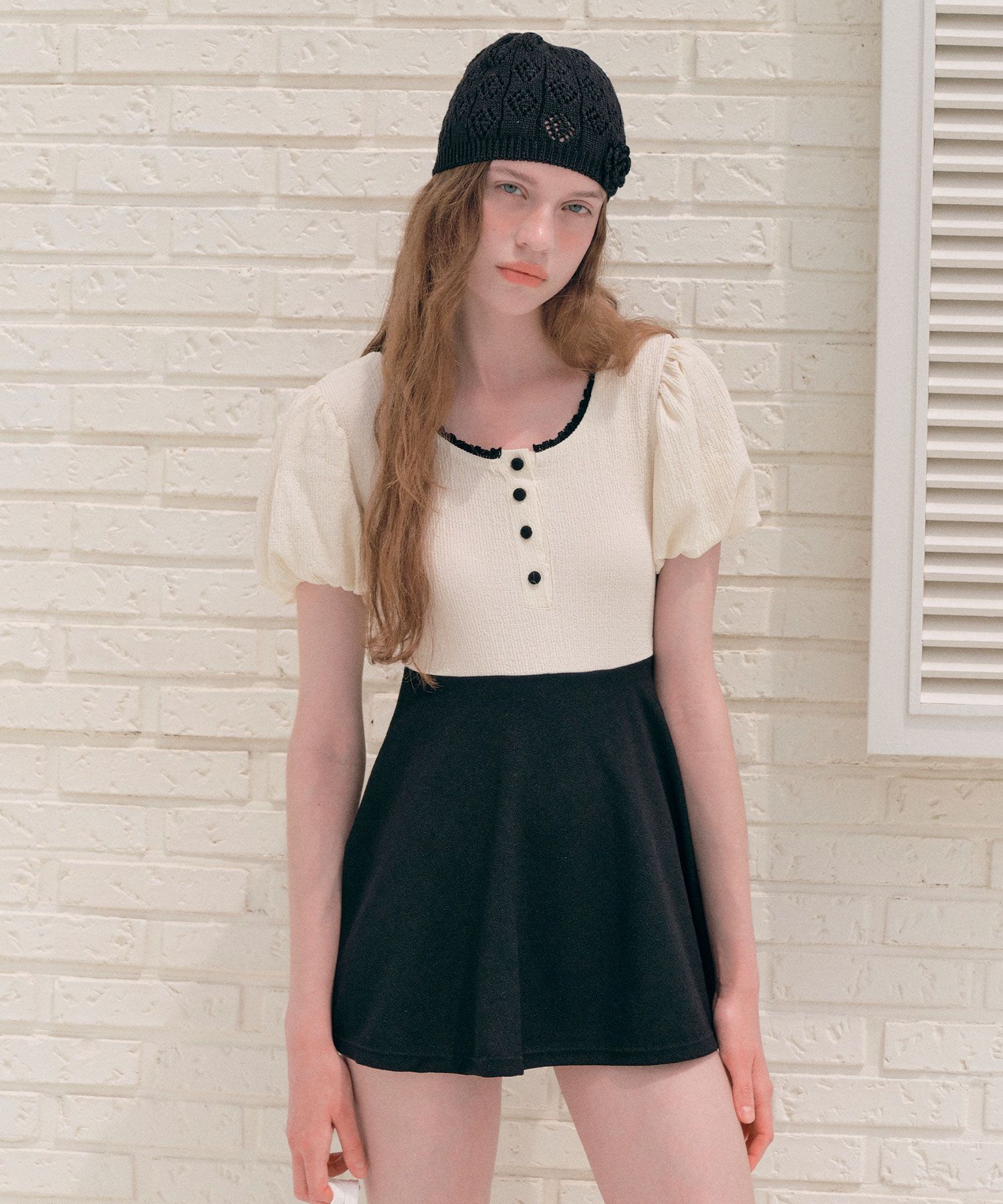 MUSINSA | ROLAROLA PUFF SLEEVE ONEPIECE SWIMSUIT IVORY
